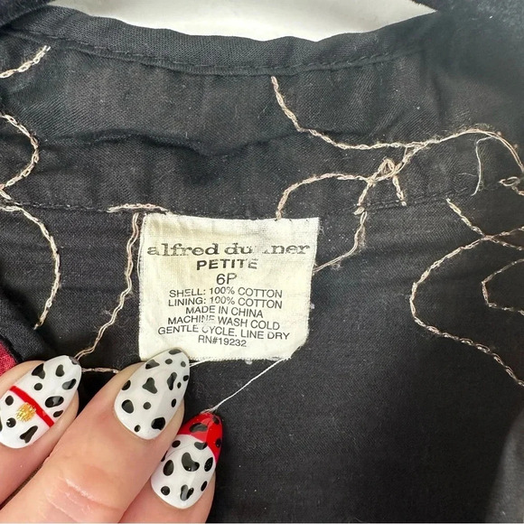 Alfred Dinner Vintage Women’s Quilted Open Jacket Size 6 Petite Embroidered - Picture 3 of 8